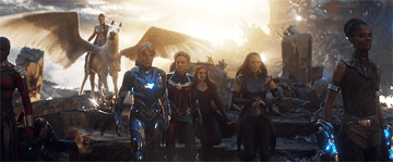 all the female avengers walking together in Endgame