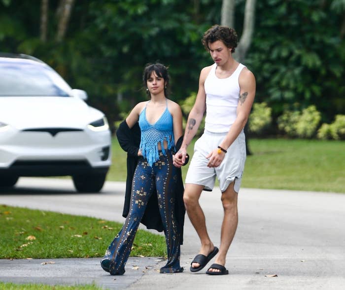 Camila and Shawn taking a morning walk