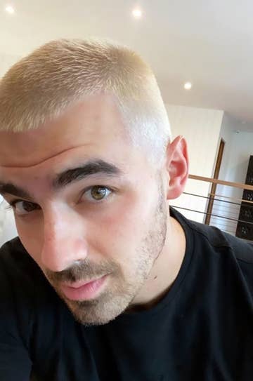 Joe's platinum blonde hair selfie 