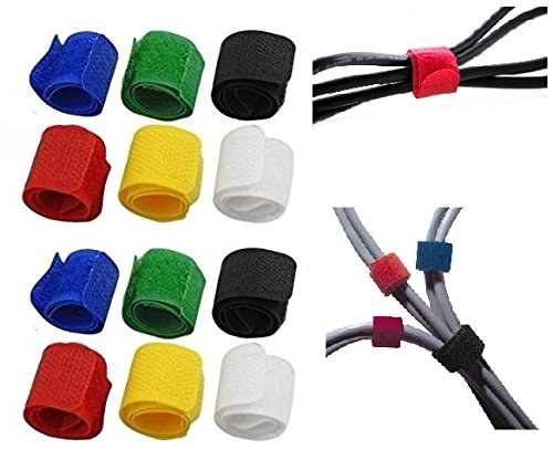 Multicolour Velcro cable organisers.