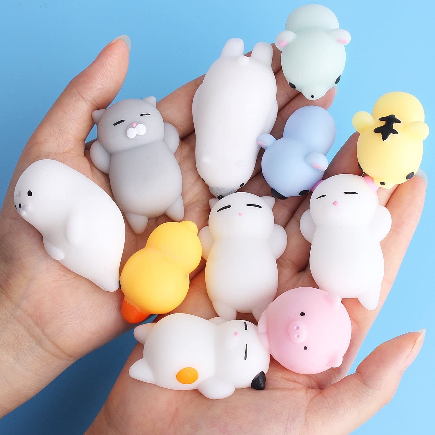 hands holding the squishy stress toys
