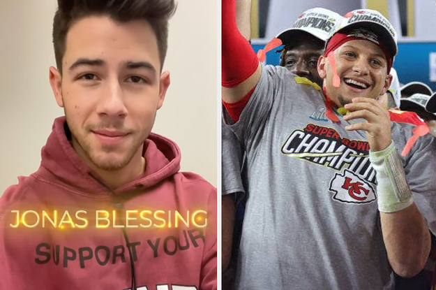 Nick Jonas and Patrick Mahomes