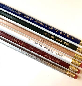 A set of six pencils with Gilmore Girls quotes on them 