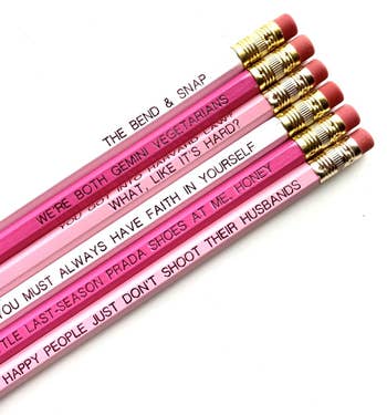 A set of Legally Blonde themed pencils in pink 