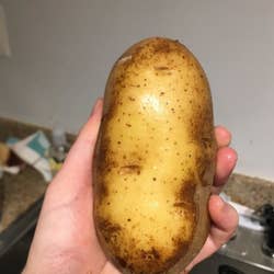 The same reviewer's after photo of a clean potato