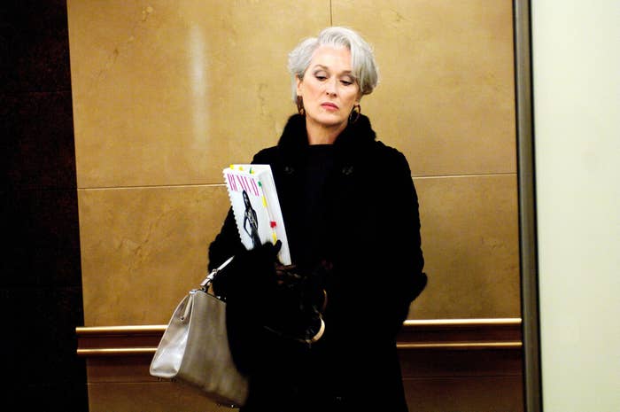 Meryl Streep waiting in an elevator in The Devil Wears Prada
