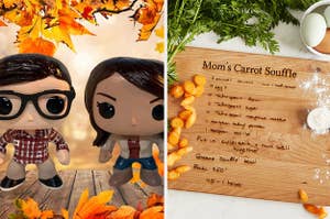 Personalized Funk Pop! toys and personalized cutting board with a recipe