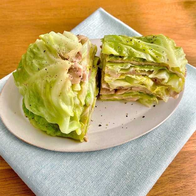 レンジで簡単 キャベツと豚バラ肉の重ね蒸し