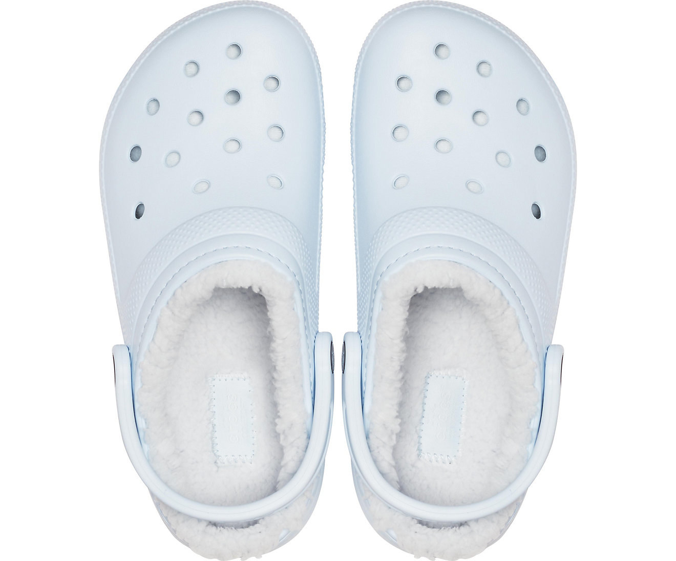 Furry lined Crocs in baby blue