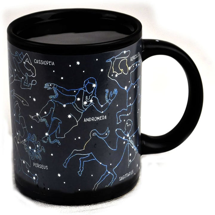 The mug when it's hot, with labeled constellations Cassiopeia, Perseus, Andromeda, etc. appearing