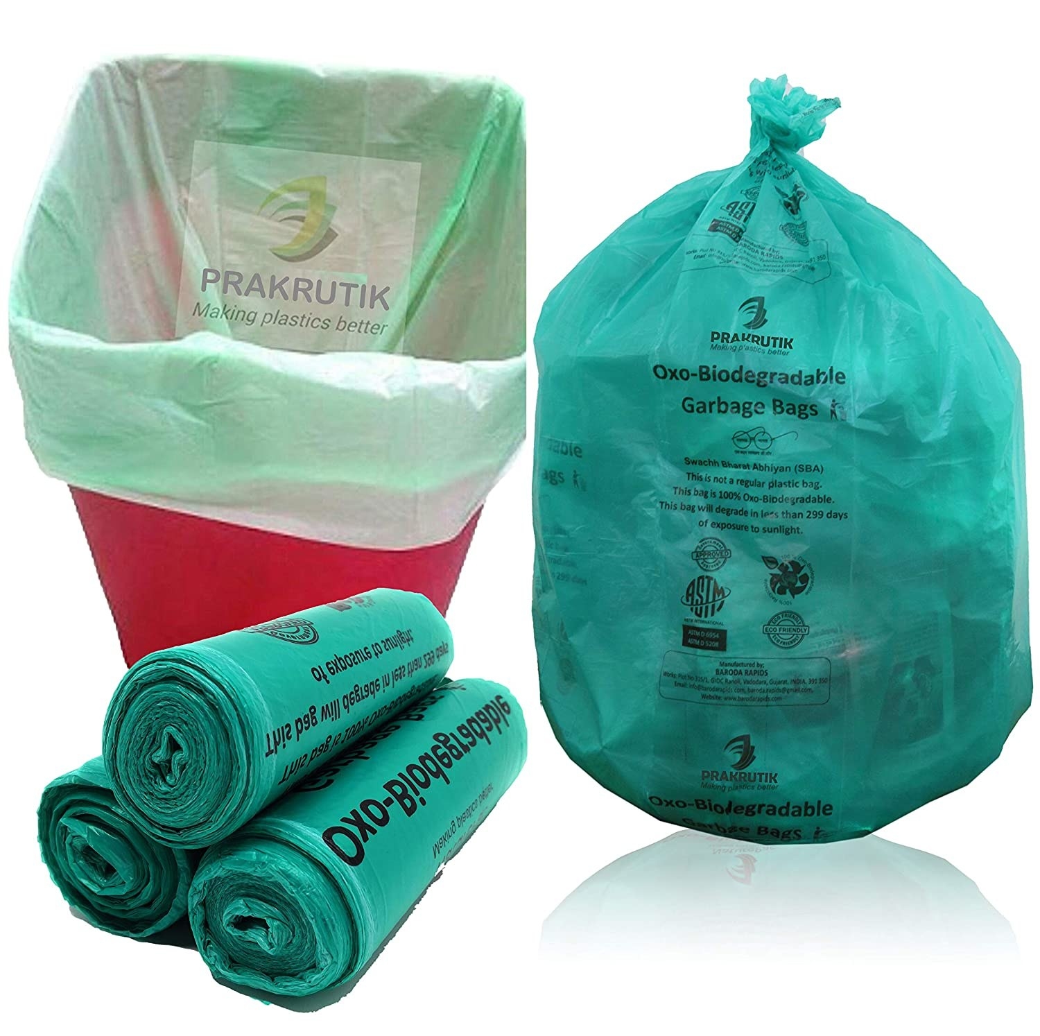 Eco Tone OXO - Biodegradable Garbage Bags 19 X 21 Inches (Medium) 300 Bags  (10 rolls) Dustbin Bag/Trash Bag - Green Color Medium 10 L Garbage Bag  Price in India - Buy