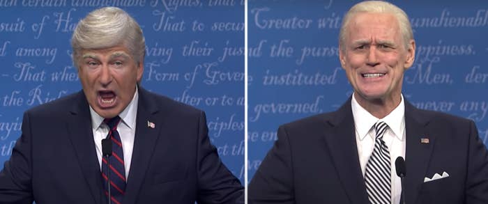Alec Baldwin as Trump and Jim Carrey as Biden
