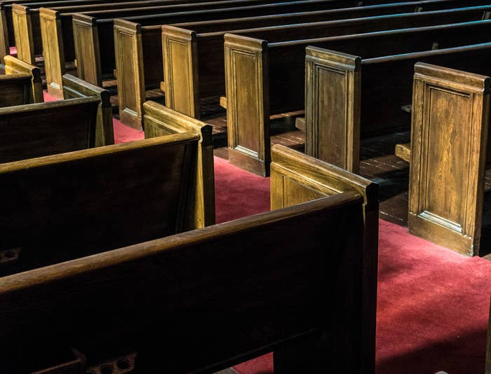 Empty church pews