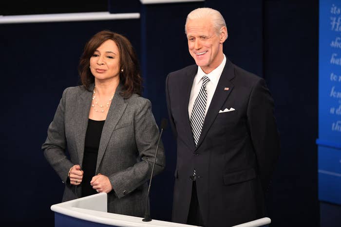 Maya Rudolph and Jim Carrey dressed as Kamala Harris and Joe Biden