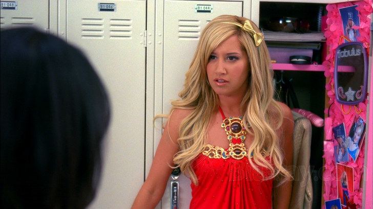 Sharpay at her high school locker looking incredibly peeved that she was caught