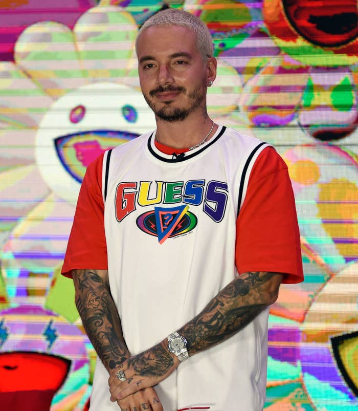 J Balvin poses at an event in March