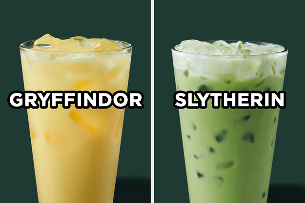 On the left, an Iced Golden Ginger Drink from Starbucks labeled
