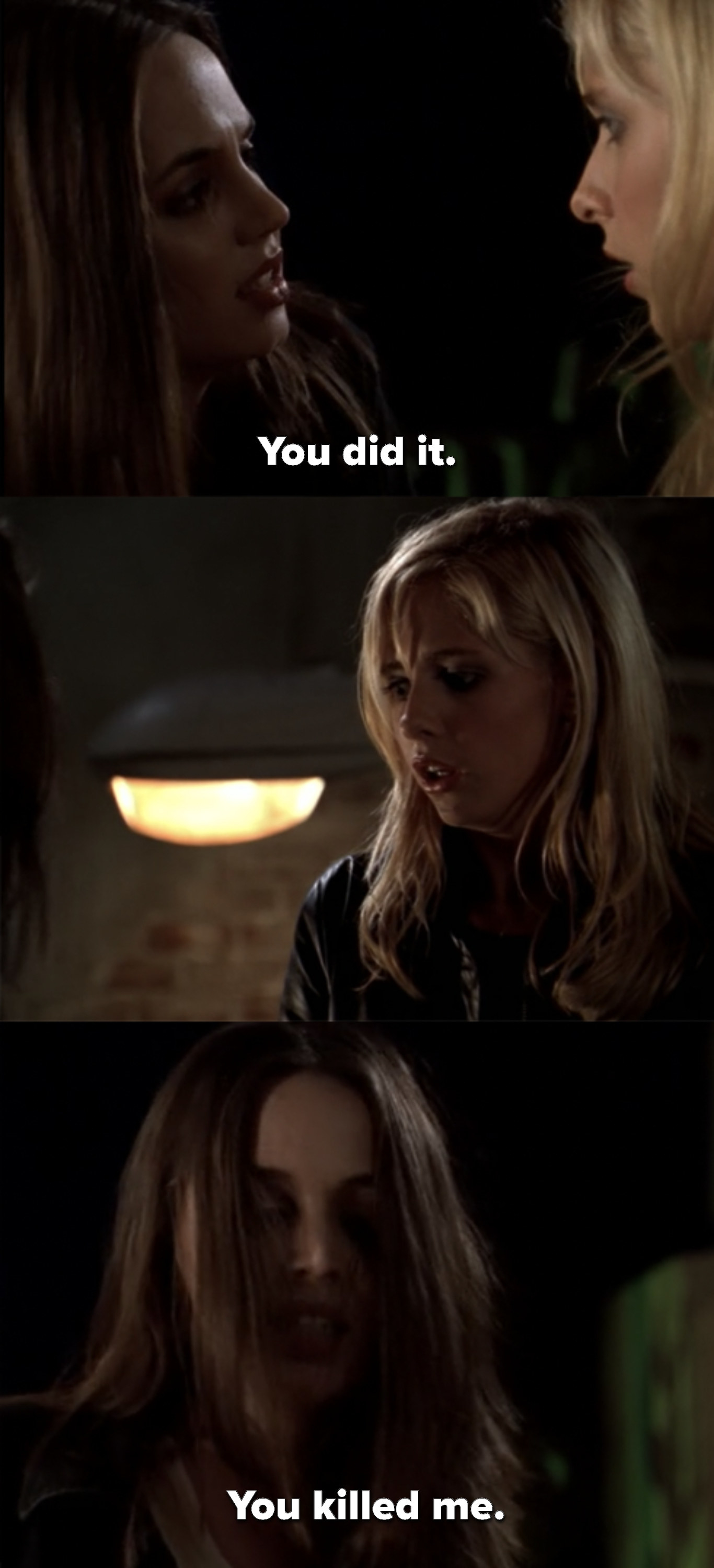 Buffy stabs faith, who says &quot;you did it, you killed me&quot; as Buffy looks shocked