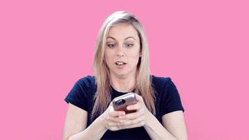 Woman spastically texting on an iPhone