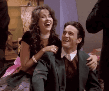 Scene from &quot;Friends&quot; with Janice affectionately leaning on Chandler and him saying, &quot;kill me now&quot;