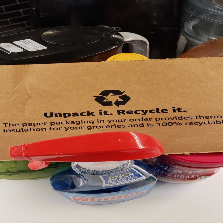 close-up of a note printed on the bags that says, "Unpack it. Recycle it." Gotta love the planet-saving mission.