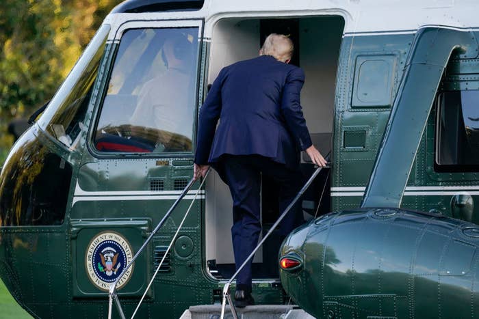 Trump boarding a helicopter