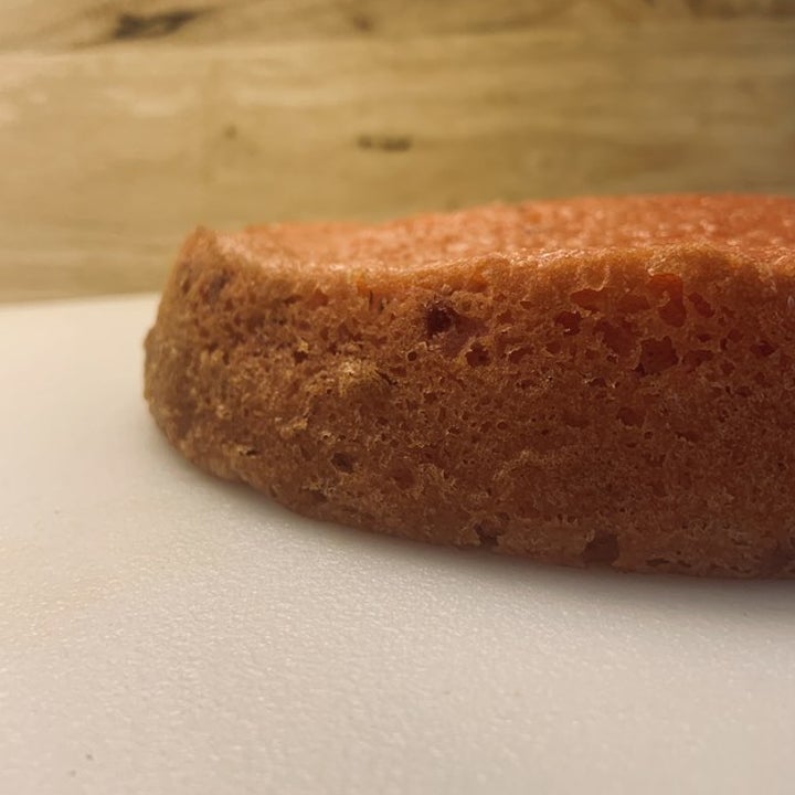 an uneven cake that wasnt baked with the strips