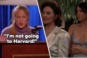 Paris "I'm not going to Harvard!" alongside Lorelai and Emily's fight at Emily and Richard's vow renewal