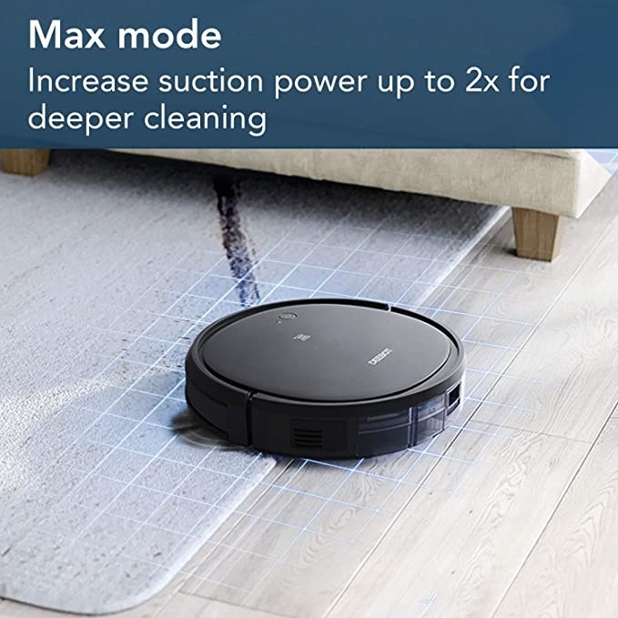 The robot cleaner vacuuming a wooden floor.