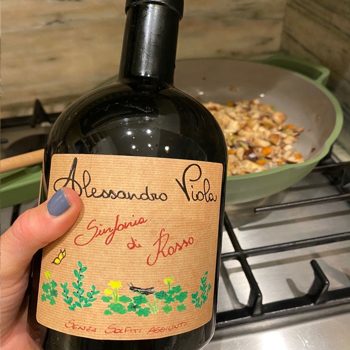 A bottle of red wine, which I'm using for the pasta sauce.