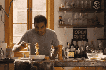 Aziz Ansari in &quot;Master of None&quot; eating a bowl of home-cooked pasta.