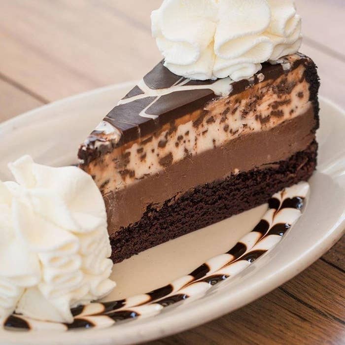 A piece of chocolate cheescake
