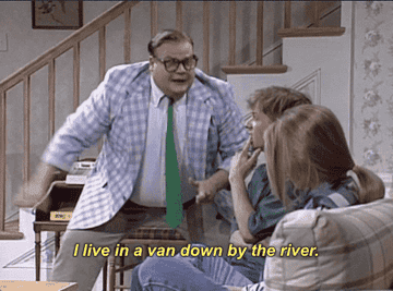 a gif of matt foley saying &quot;i live in a van down by the river&quot;