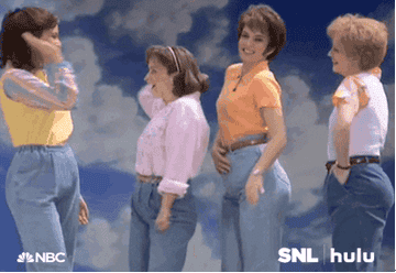An SNL sketch with women in &quot;mom jeans&quot; high-fiving