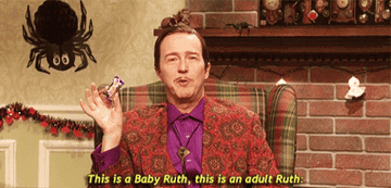 a gif of edward norton saying &quot;this is a baby ruth, this is an adult ruth&quot;