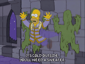 gif of Homer Simpson saying &quot;it&#x27;s cold outside you&#x27;ll need a sweater&quot; 