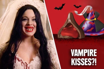 Katy Heron from Mean Girls as a Hershey vampire kiss