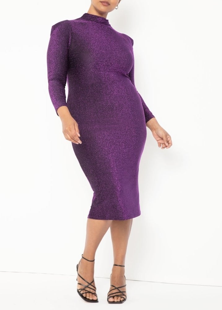 The purple midi bodycon dress