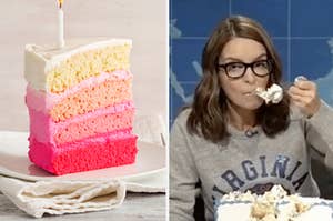 pink cake, tina eating cake snl