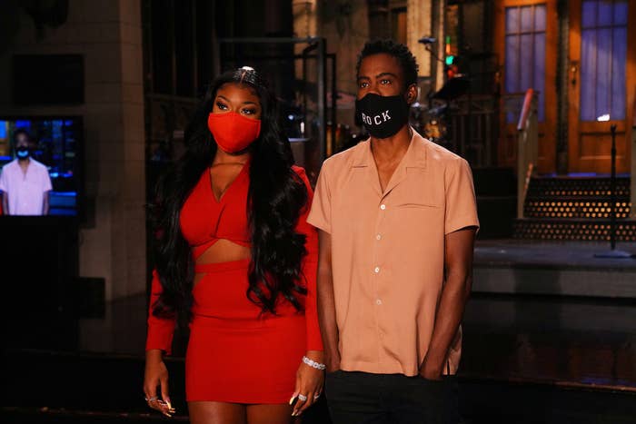 &quot;Chris Rock&quot; Episode 1786 -- Pictured: (l-r) Musical guest Megan Thee Stallion and host Chris Rock during Promos