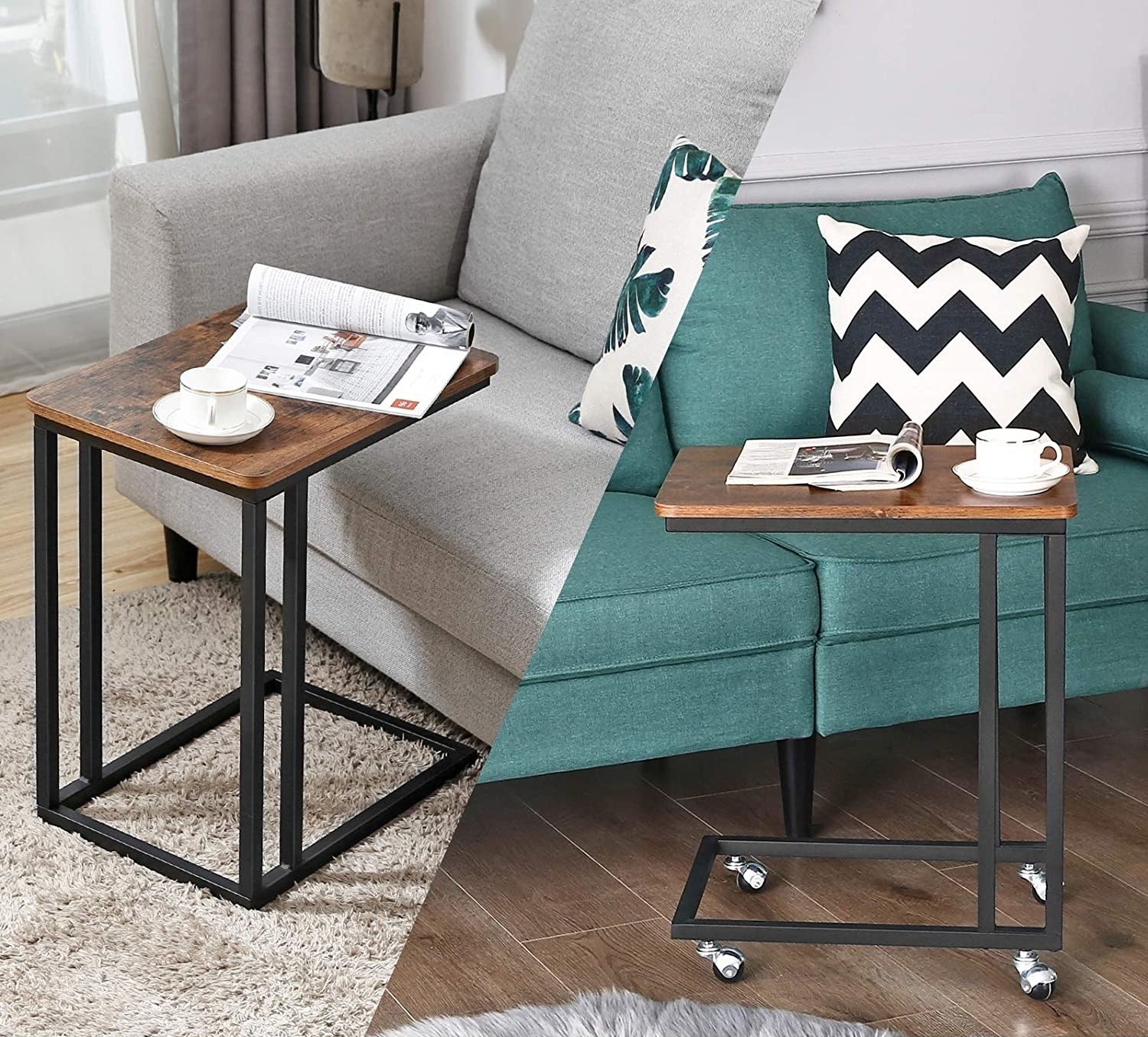 The table with and without wheels