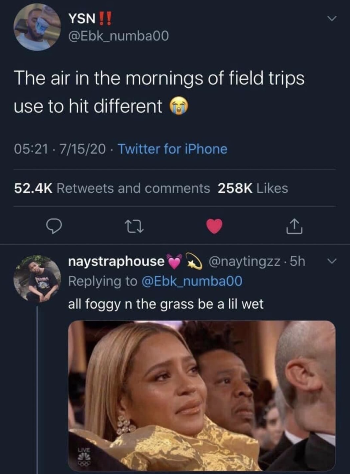 tweet reading the air on the morning of fieldtrips used to hit different