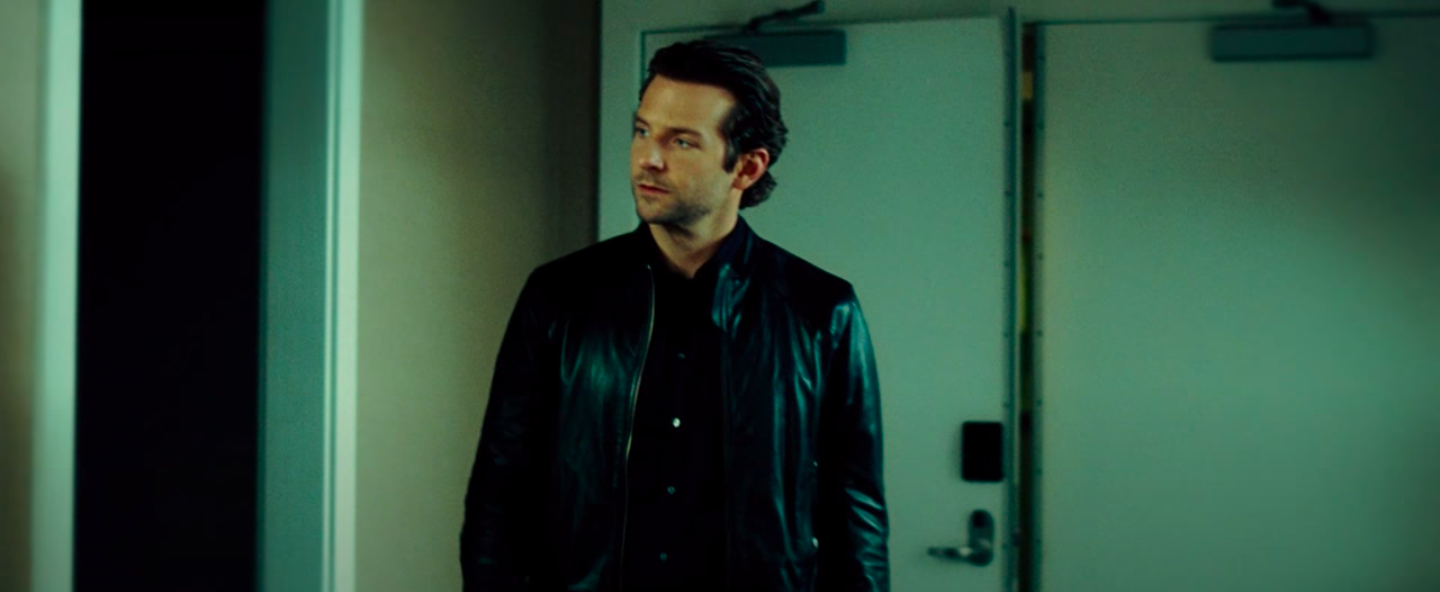 Bradley Cooper in a leather jacket and a shirt