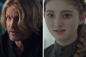 Haymitch and Primrose in "Hunger Games"