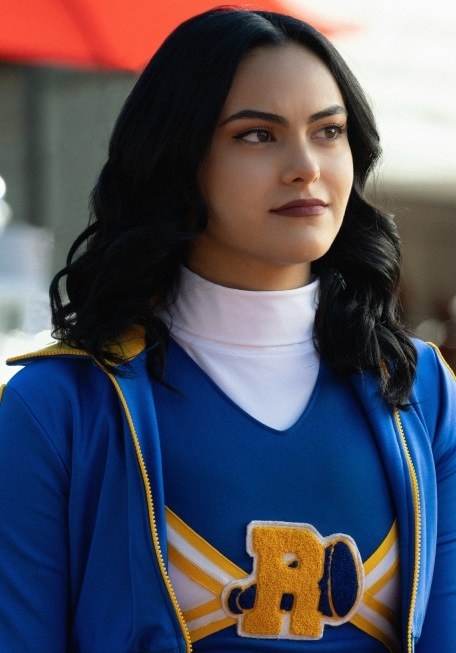 Veronica wearing her cheerleading uniform 