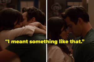 Nick kissing Jess in "New Girl" and telling her, "I meant something like that"