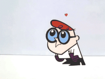 gif of Dexter from &quot;Dexters Laboratory&quot; with heart eyes