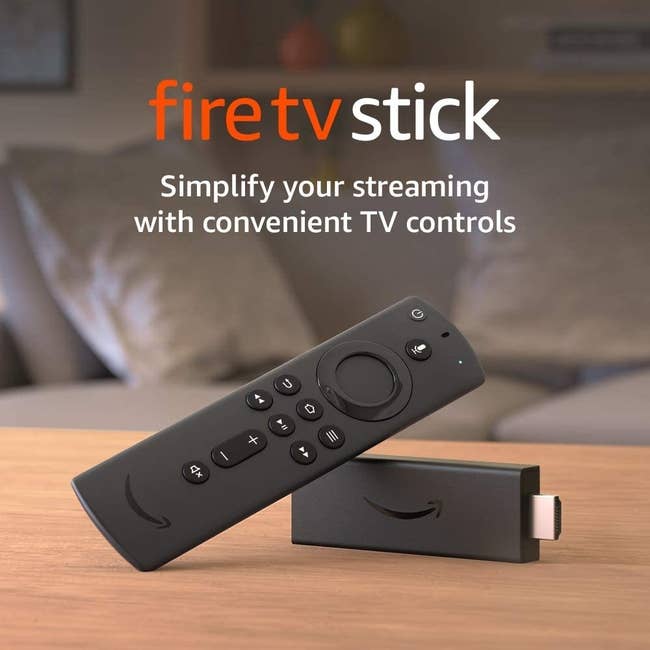 The Stick, with an HDMI plug, plus the remote and text 