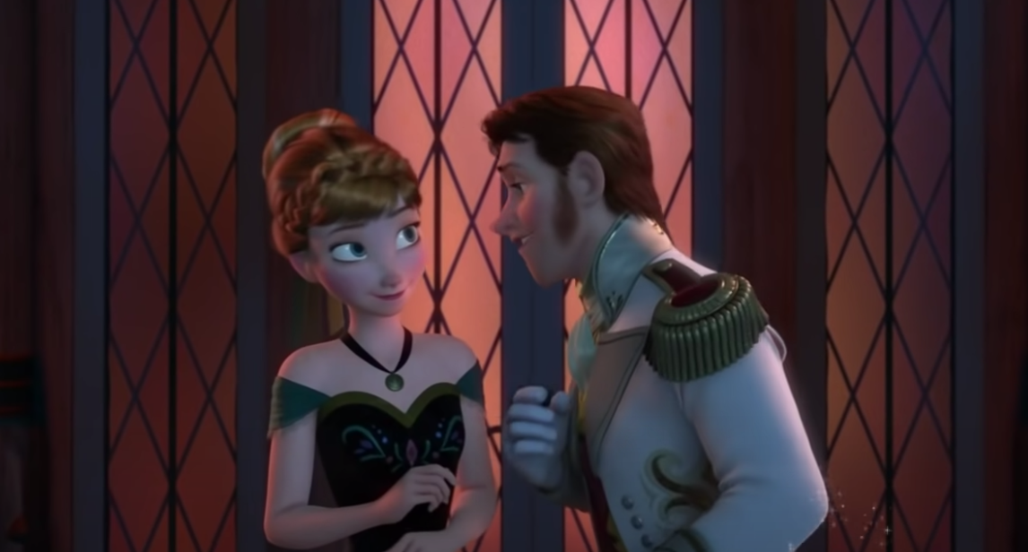Anna and Hans singing to each other the first night they met
