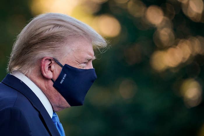 Trump wearing a face mask